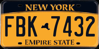NY license plate FBK7432