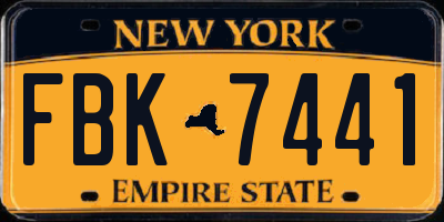NY license plate FBK7441