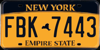 NY license plate FBK7443