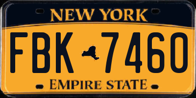 NY license plate FBK7460