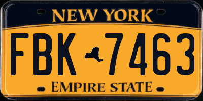 NY license plate FBK7463