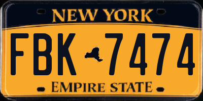 NY license plate FBK7474
