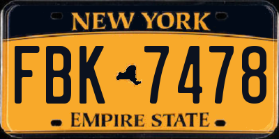 NY license plate FBK7478