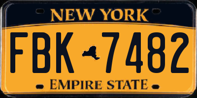 NY license plate FBK7482