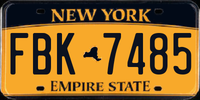 NY license plate FBK7485