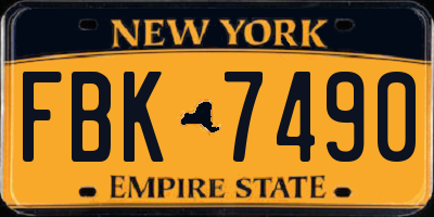 NY license plate FBK7490