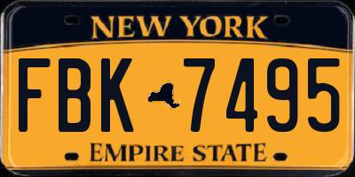 NY license plate FBK7495