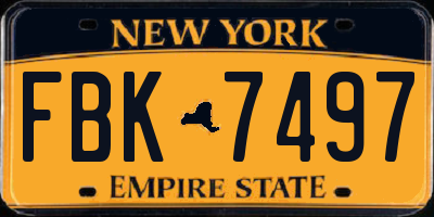 NY license plate FBK7497