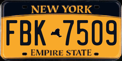 NY license plate FBK7509