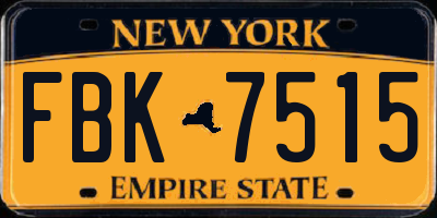 NY license plate FBK7515