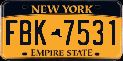 NY license plate FBK7531
