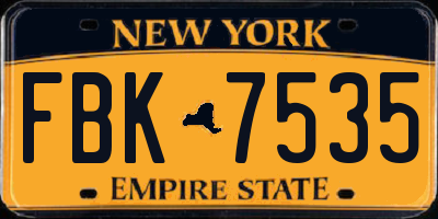 NY license plate FBK7535