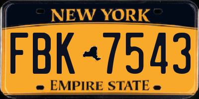 NY license plate FBK7543