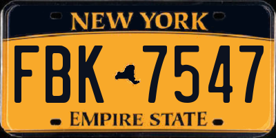 NY license plate FBK7547