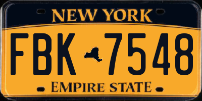 NY license plate FBK7548