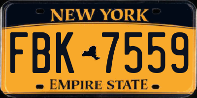 NY license plate FBK7559