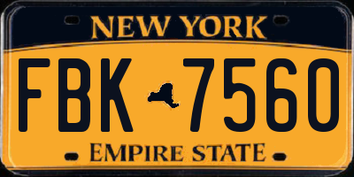 NY license plate FBK7560