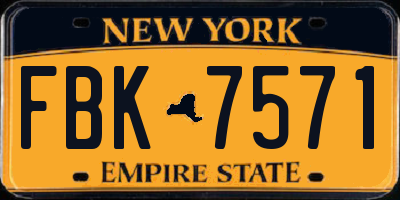 NY license plate FBK7571