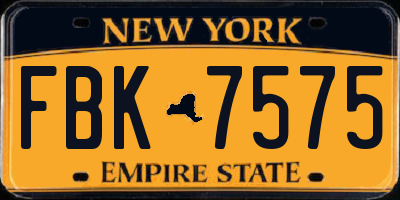 NY license plate FBK7575