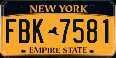 NY license plate FBK7581