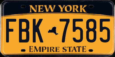 NY license plate FBK7585