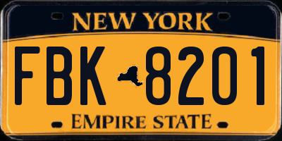 NY license plate FBK8201