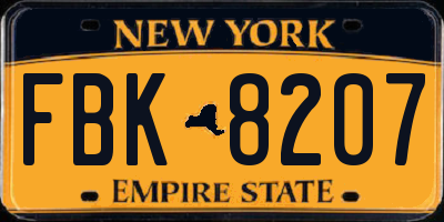NY license plate FBK8207