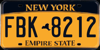 NY license plate FBK8212