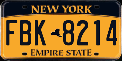 NY license plate FBK8214