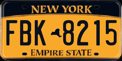 NY license plate FBK8215