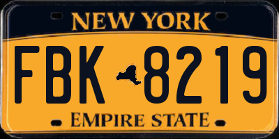 NY license plate FBK8219