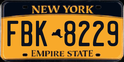 NY license plate FBK8229