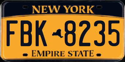 NY license plate FBK8235