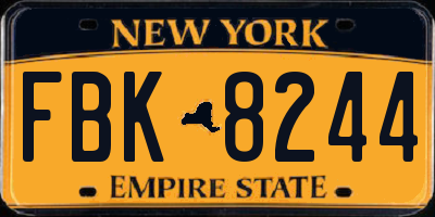 NY license plate FBK8244