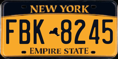 NY license plate FBK8245