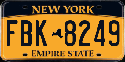 NY license plate FBK8249