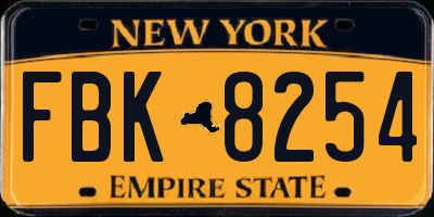 NY license plate FBK8254