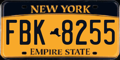 NY license plate FBK8255