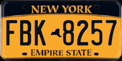 NY license plate FBK8257