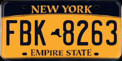 NY license plate FBK8263