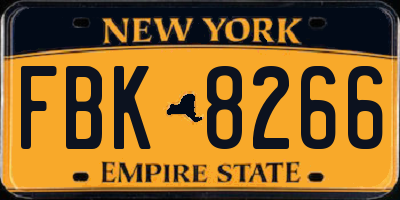 NY license plate FBK8266