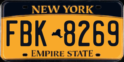 NY license plate FBK8269