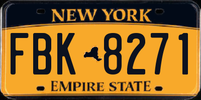 NY license plate FBK8271