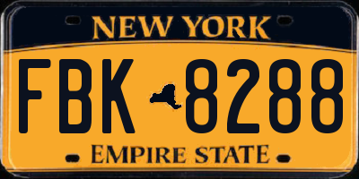 NY license plate FBK8288