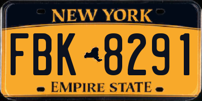 NY license plate FBK8291