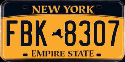 NY license plate FBK8307