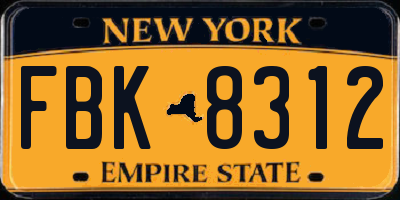 NY license plate FBK8312