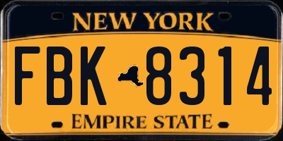 NY license plate FBK8314