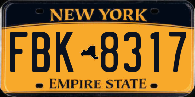 NY license plate FBK8317
