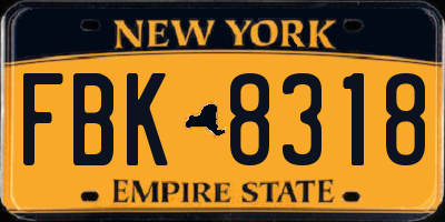 NY license plate FBK8318